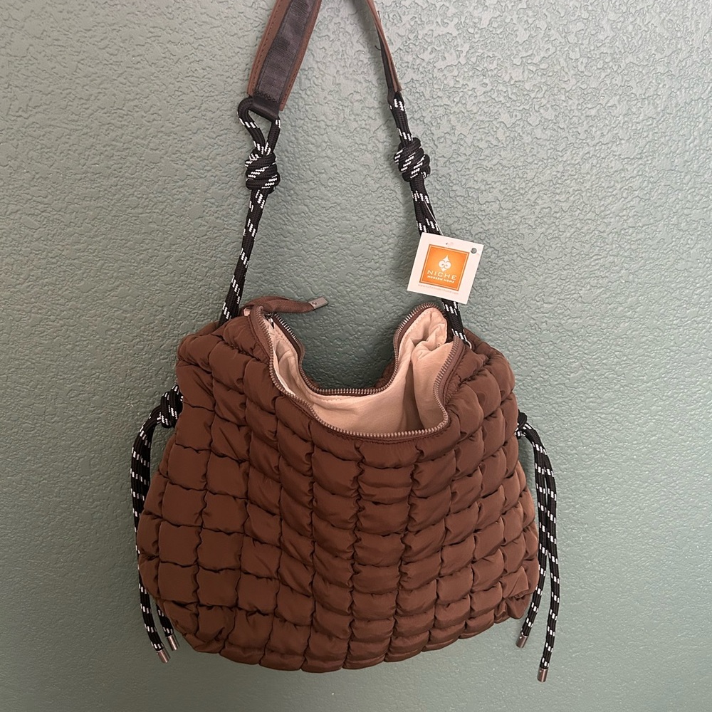 Elegant Brown Quilted Hobo Bag